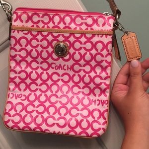 Coach Op Art Pink Logo cross body purse!